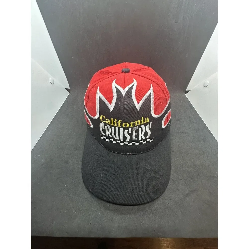 Vintage California Cruisers Spellout Red And Black Cap, Snapback Hat, - Sportcap